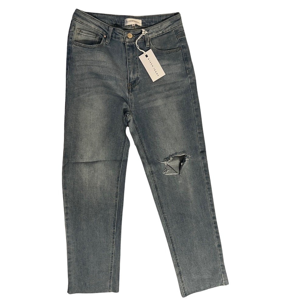 Risen Los Angeles High Rise Slim Straight Leg Jeans Size 9 (29W) Dist.  Knee NWT
